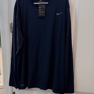 Nike Men's Dark Blue Long Sleeve Tee